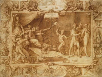 Apollo sendo desviado, c.1572 (caneta e tinta com tinta sobre papel vegetal)